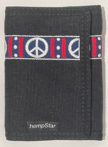 Hemp Tri-fold Wallet - Black Peace