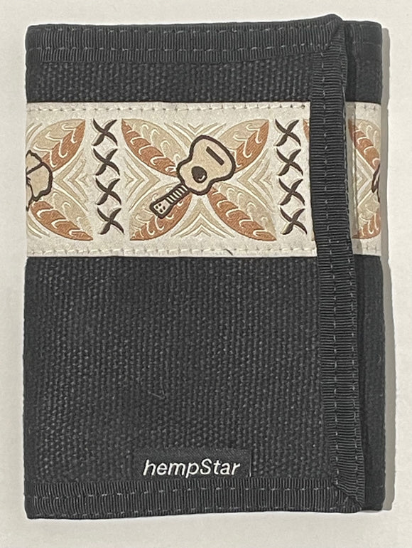 Hemp Tri-fold Wallet - Black Bongo