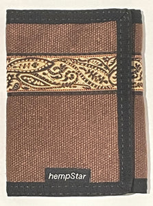 Hemp Tri-fold Wallet - Brown Paisley