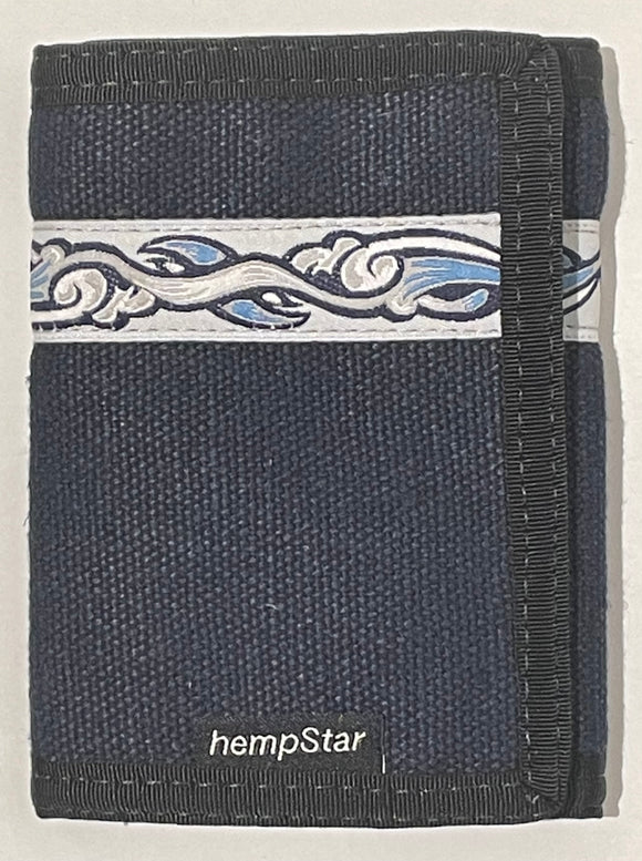 Hemp Tri-fold Wallet - Blue Tsunami