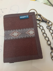 Hemp Tri-fold Chain Wallet - Brown Tribal