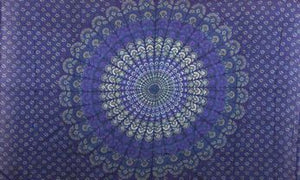 Sanganeer Peacock Tapestry - Single - Blue