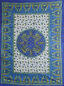 Peacock Mandala Tapestry - Blue