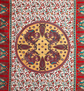 Peacock Mandala Tapestry - Red
